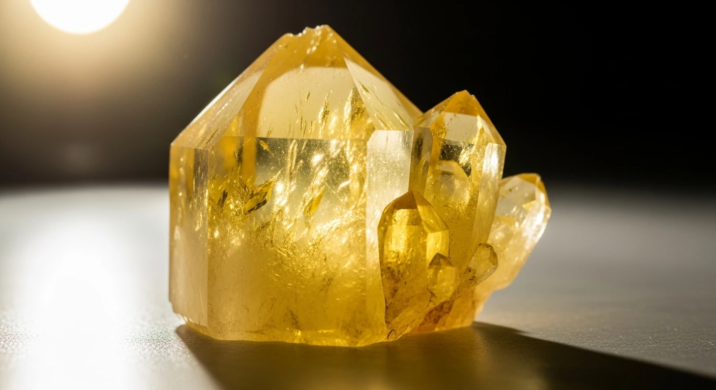 Cristal bruto de citrino de cor amarela intensa e translúcida