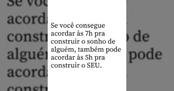 Texto motivacional de Camila Carvalho sobre empreendedorismo e acordar cedo para o seu sonho / Instagram camilacarvalho_id