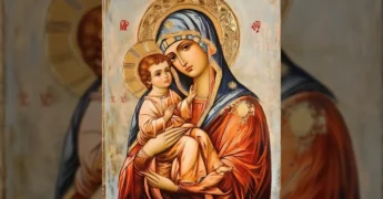 Imagem de um ícone religioso da Nossa Senhora com Jesus Cristo, compartilhado por nossasenhoracuidademim no Instagram.
