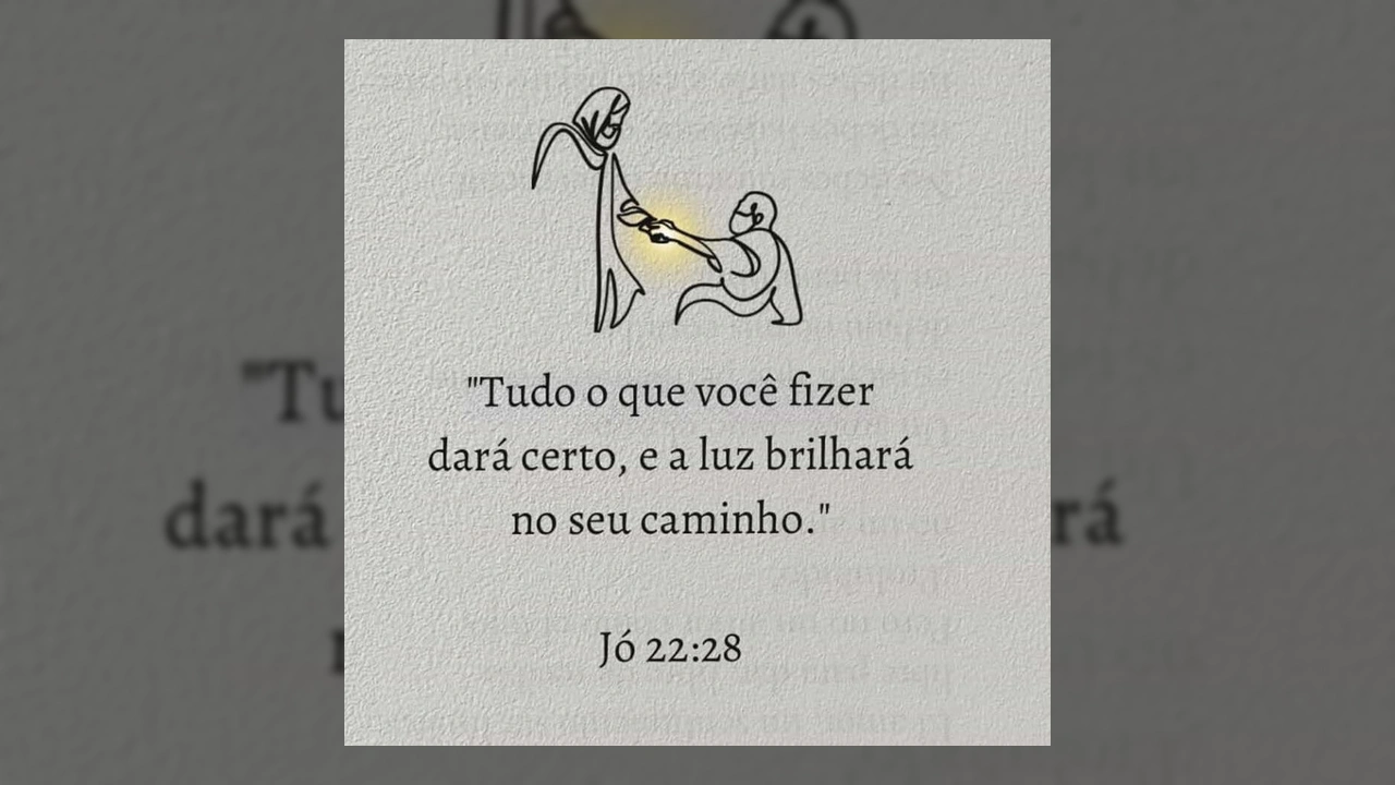 Desenho minimalista de uma figura estendendo luz para outra, representando o versículo bíblico Jó 22:28, da conta Casamento Com Deus.