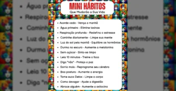 Lista de mini hábitos para transformação pessoal com crédito a Lei da Atração Corpo e Alma / Instagram