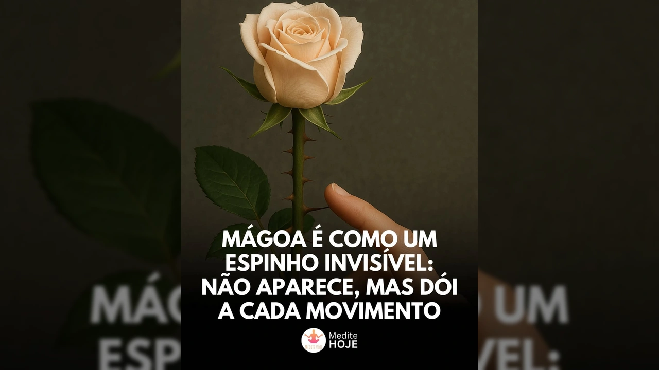Rosa com espinhos e uma mão, ilustrando a reflexão sobre mágoa de Medite Hoje.