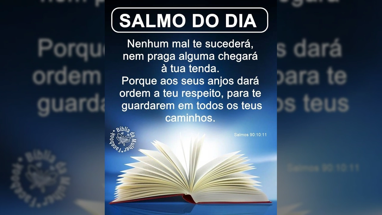 Salmo do Dia de Salmos 90:10-11, com uma Bíblia aberta e iluminada, postado por suaoracao.