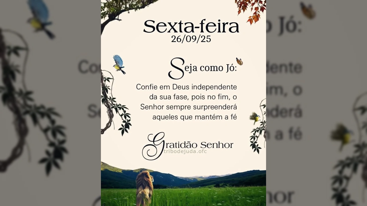 Mensagem de fé e confiança em Deus para sexta-feira, inspirada em Jó, por Tribo de Judá.
