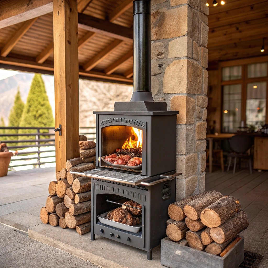 fogao a lenha com forno e churrasqueira