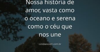 Céu azul e límpido refletido sobre a superfície calma da água, evocando um sentimento de paz, união e amor infinito para um casamento.