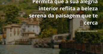Céu azul e límpido refletido nas águas calmas de um lago, com montanhas ao fundo, transmitindo uma sensação de paz e alegria.
