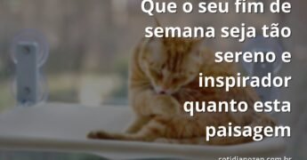 Paisagem serena de um lago calmo refletindo o céu azul com nuvens, transmitindo paz e a tranquilidade de um bom fim de semana.