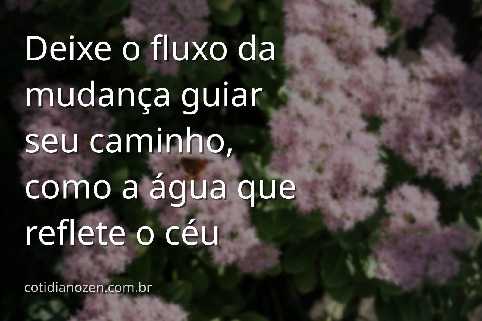 Céu sereno com nuvens refletido sobre a superfície calma de um lago, transmitindo paz e a inevitabilidade da mudança.