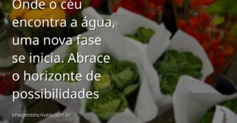 Céu sereno com nuvens suaves refletido em água calma ao amanhecer, transmitindo a paz e a esperança de uma nova fase.