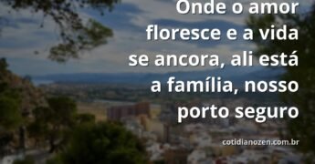 Céu sereno refletido em um lago calmo, cercado por natureza exuberante, evocando a paz e a segurança dos laços familiares.